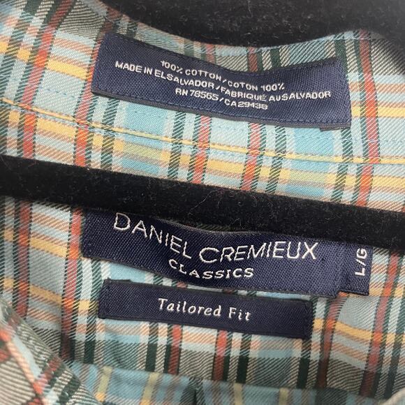 Daniel Cremieux Blue Plaid Long Sleeve Button Down Shirt Tailored Fit Mens Large - Picture 5 of 6